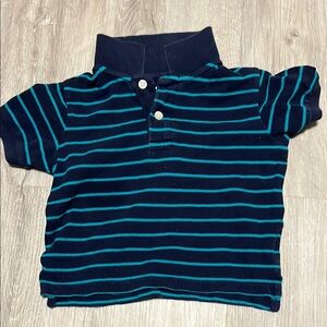 4/$30 Place Navy and Teal Striped Kids Polo Shirt 18-24M